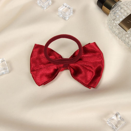 Цена за 6 шт. Бант для волос на резинке «Школьница стиль», бусины, 10.5 см, красный