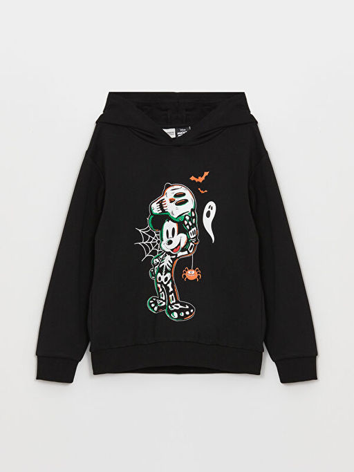 Mickey Mouse Bask?l? Uzun Kollu Erkek ?ocuk Hoodie