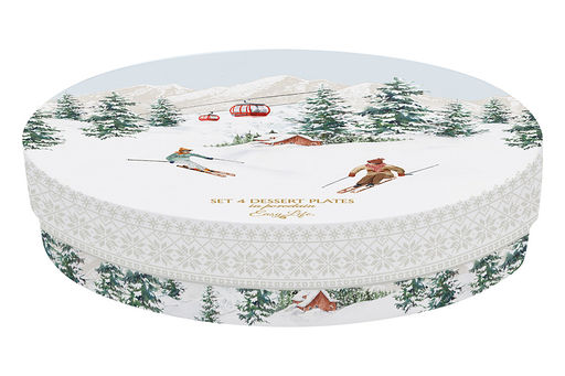 Тарелка десертная, 19 см, 4 шт, фарфор P, белая, Лыжники в горах, Chalet, 62634 - Easy life фото 3