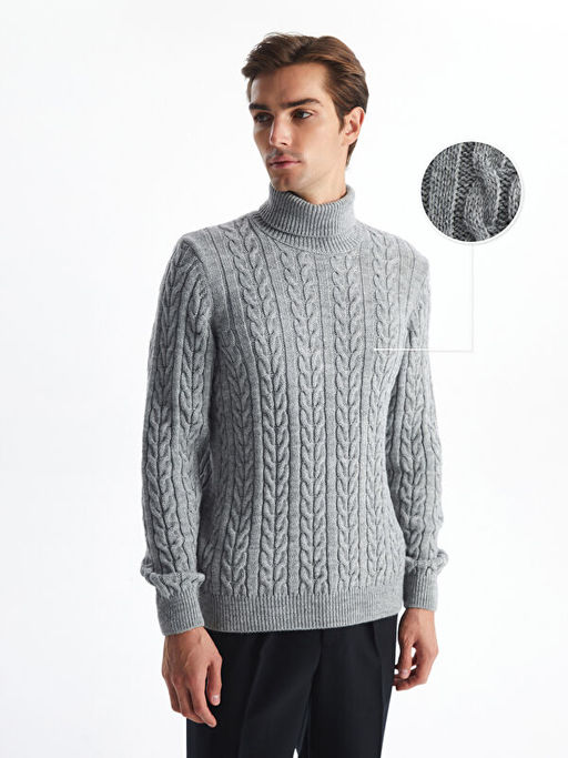 Bal?k?? Yaka Uzun Kollu Erkek Triko Kazak