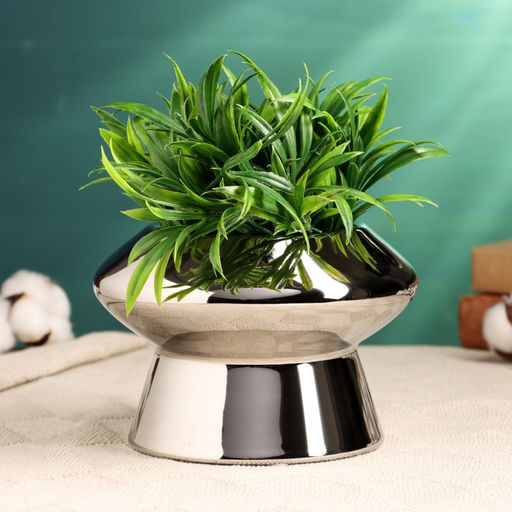 Горшок для цветов «Лайтнес», 16×16×12 см, керамика, серебристый