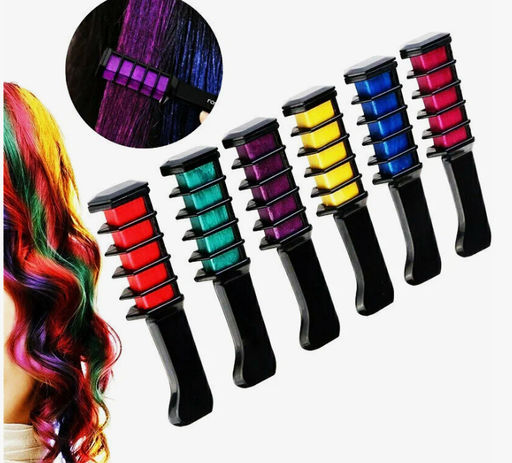 Мелки для волос с расческой HAIRCHALK IN набор 6 штук