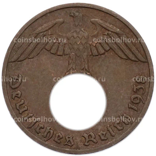 Монета 1 рейхспфенниг 1938 года E Германия