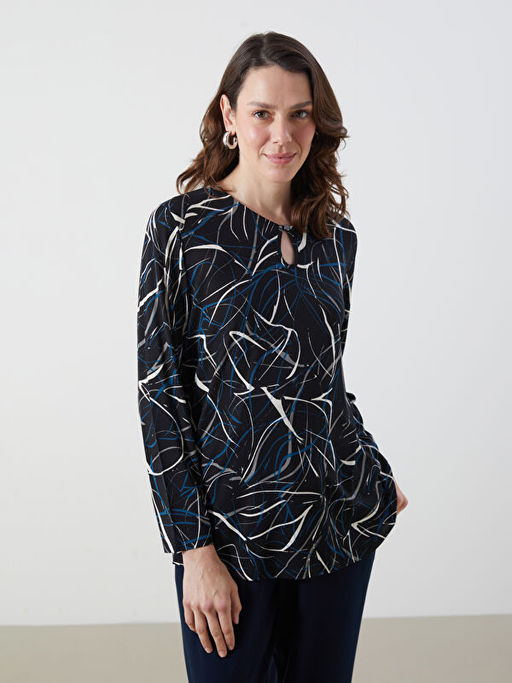 Bisiklet Yaka Desenli Bluz