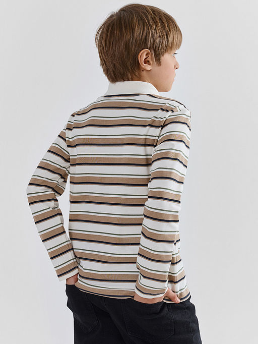 Поло для мальчиков в бежевую полоску - Mark formelle фото 4