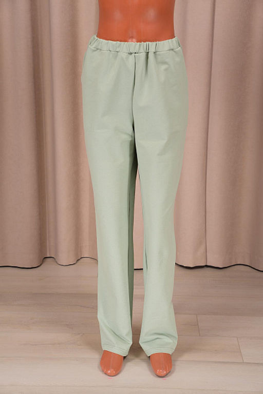 Брюки с карманами, футер с лайкрой 2-х нитка (00965, светлая олива) - Плиона фото 2