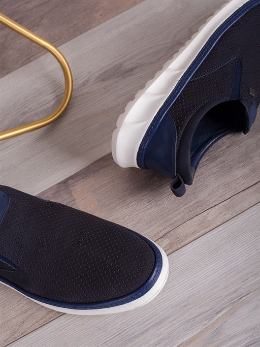 Мужские слиперы/ Лоферы стильные 103-07-L1 Темно-синий - Piniolo фото 4