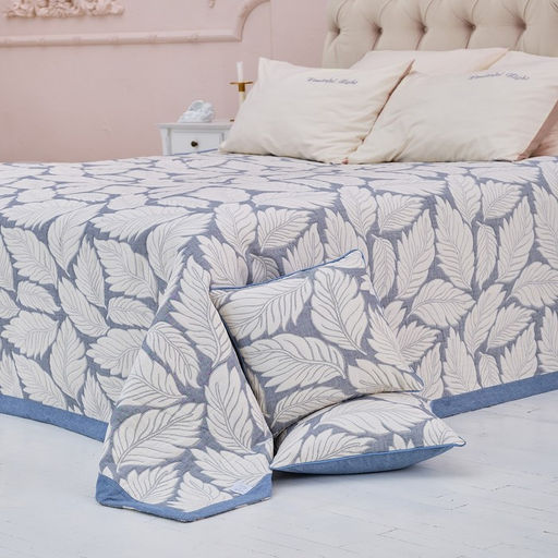 Покрывало хлопковое Этель Листопад 200х2405 см, цвет синий, 100%хлопок, 300гр/м2  фото 4