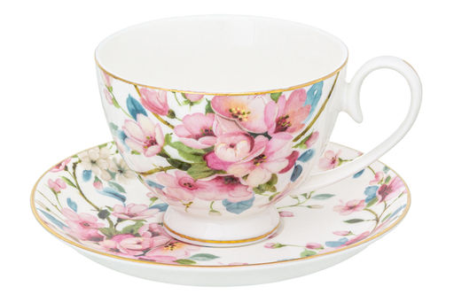 Чайн. пара 2 пр. 300 мл 12,5*9,5*7 см Яблоневый цвет на белом на ножке, NEW BONE CHINA - Elan gallery фото 10