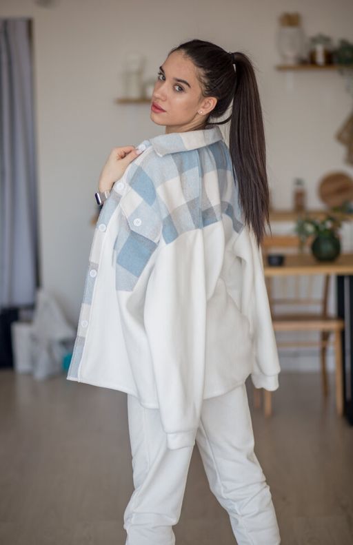 513 Рубашка клетка, флис/голубая клетка - Knitka wear фото 4