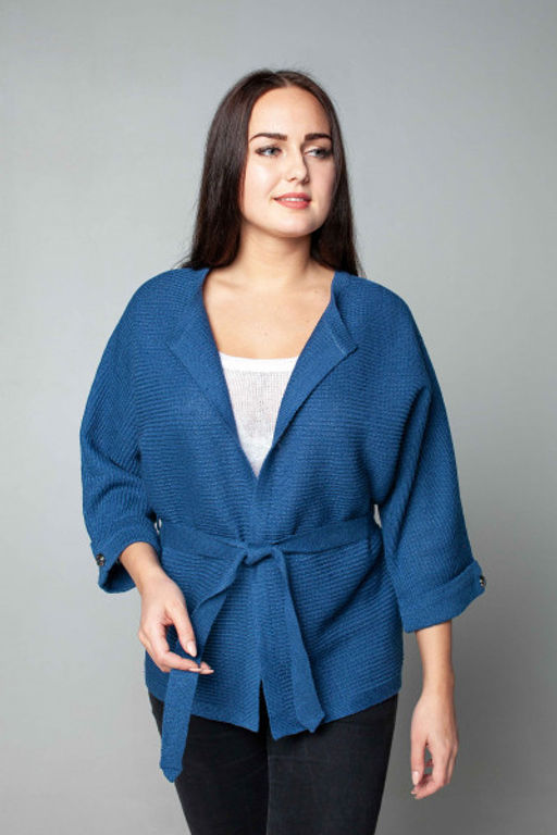 Жакет из льна 1-108 синий - Синий лен фото 2