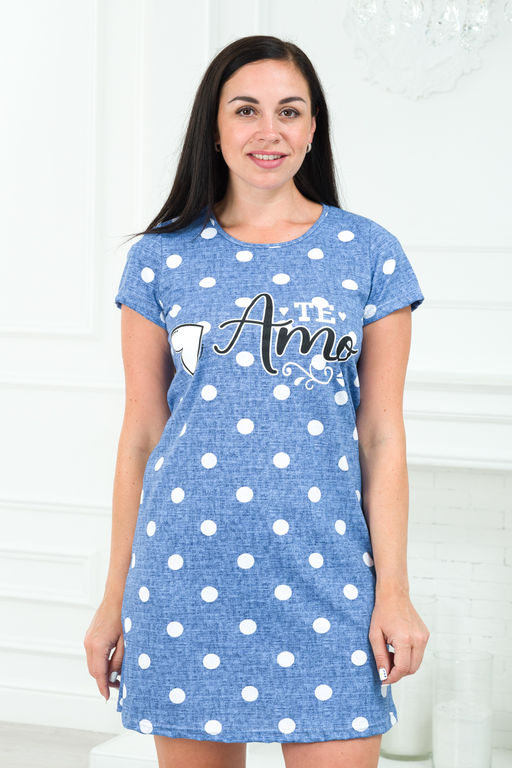 Туника женская из кулирки Медея горох голубой - Амадэль фото 6