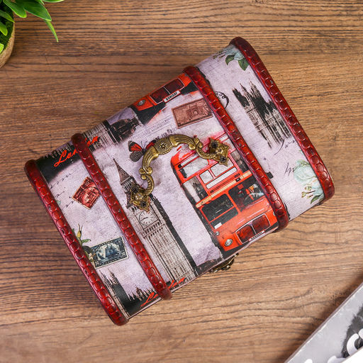 Шкатулка для украшений «Сундучок. Путешествие по Европе», дерево, 15×20×15 см