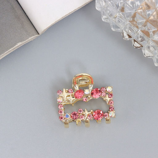 Цена за 6 шт. Крабик для волос «Селена галант», прямой, 3 см, золото