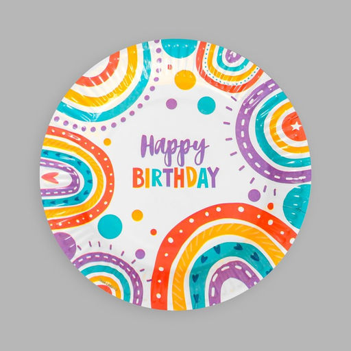 Тарелка бумажная Happy birthday, набор 6 шт, 18 см - Страна карнавалия фото 3