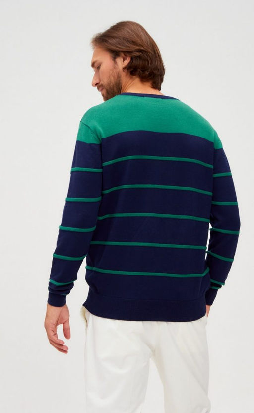 Джемпер мужской в полоску P221-15-1709 сине-зелёный - Primm фото 5