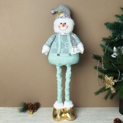 Новогоднее украшение Снеговик на телескопических ножках 35/60 см / HZ010 /уп 60/бирюзовый - Галеонтрейд фото 3