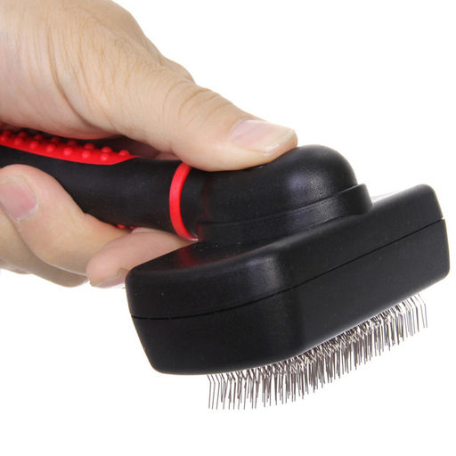 Расческа - пуходерка с кнопкой самоочистки "ПРОФФ - МОЙ БРО", прорезиненная ручка, цвет черный, 10*17,5см