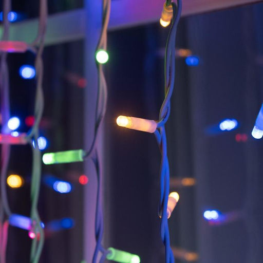 Гирлянда «Занавес» 2×3 м, IP65, УМС, белая нить каучук, 600 LED, свечение мульти, 220 В