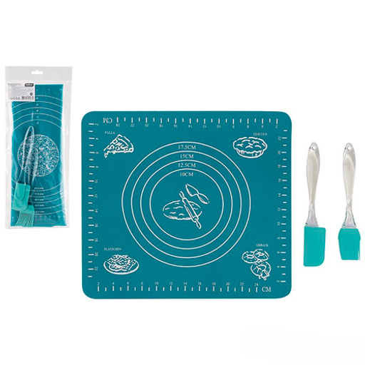 Набор для выпечки CLASSICA 3 предмета: кисточка, лопатка, коврик (силикон) арт.103587 - Mallony фото 2