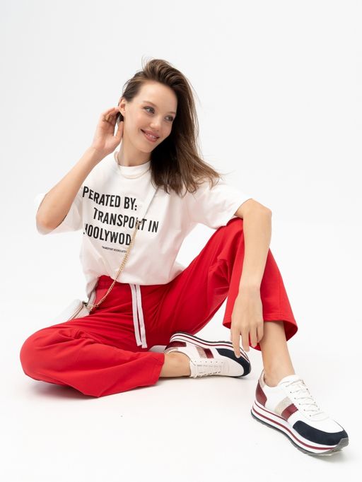 Брюки футер 2-х нитка пенье.арт.1076-3,красные - Binita фото 7