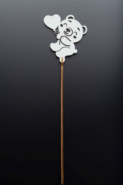 Топпер 5 шт "Мишка с сердцем" №49, белый, фанера (72*80*4 мм)