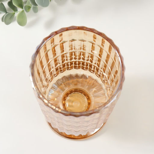 Стеклянный подсвечник на 1 свечу «Грани. На ножке», d=9 см, прозрачный карамель, 10×10×17.5 см