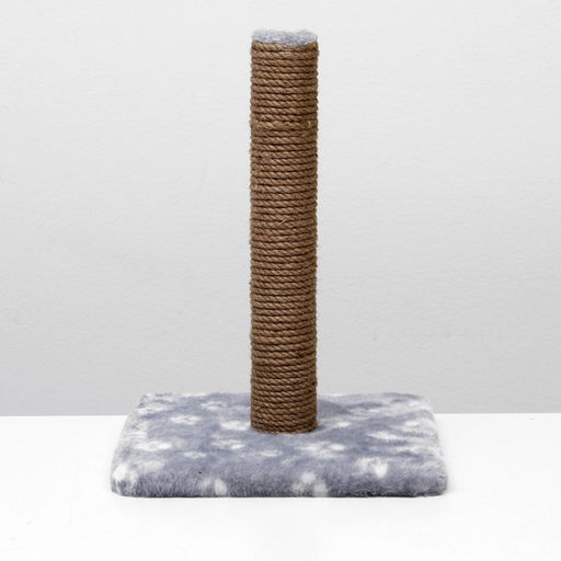 Когтеточка Радость на подставке, 30 х 30 х 40 см, джут, серая с лапками - Пижон фото 7