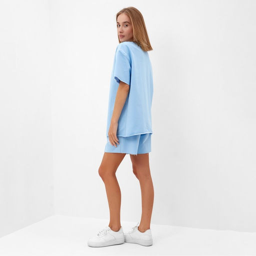 Костюм женский: футболка, шорты, MINAKU: SPORTY & STYLISH, размер 42, голубой