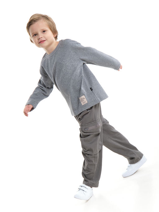 Толстовка для мальчика с шевроном 22-1124 темно-серый меланж - Mini maxi фото 7