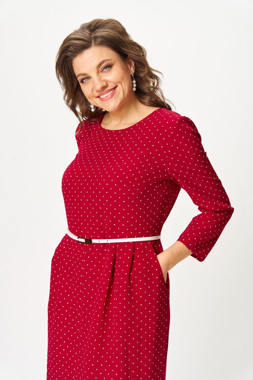 Платье Svetlana Style 2176 бордовый+горох