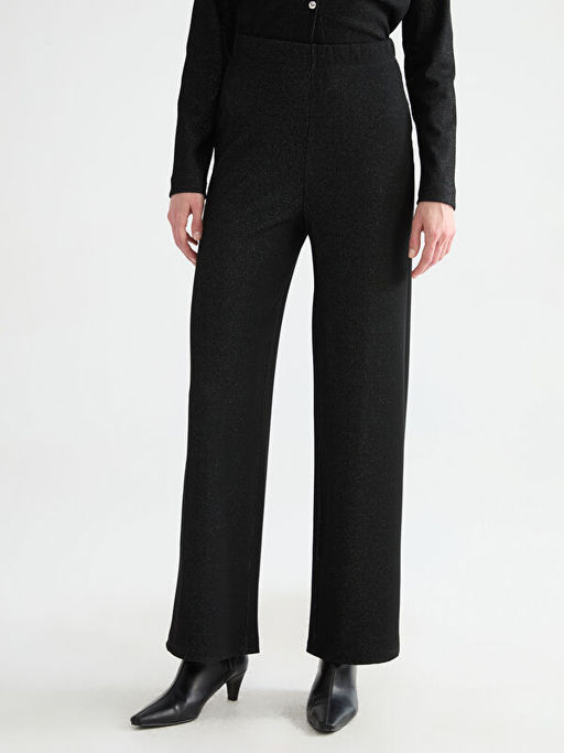 Beli Lastikli Parlak G?r?n?ml? Kad?n Pantolon