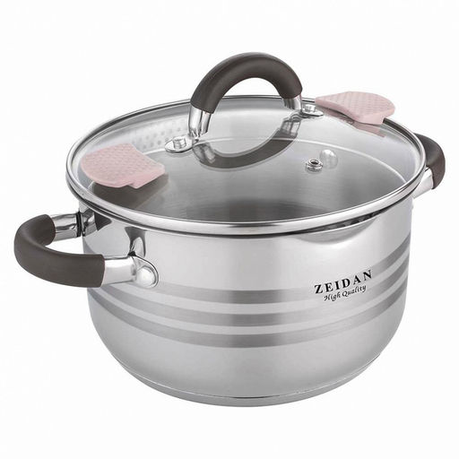 "Zeidan" Кастрюля из нержавеющей стали 2,1л, д16см, h14см, крышка стеклянная со сливом, 3-х слойное капсулированное дно, внутри матовая полировка, снаружи комбинированная полировка, подарочная упаковка (Китай)