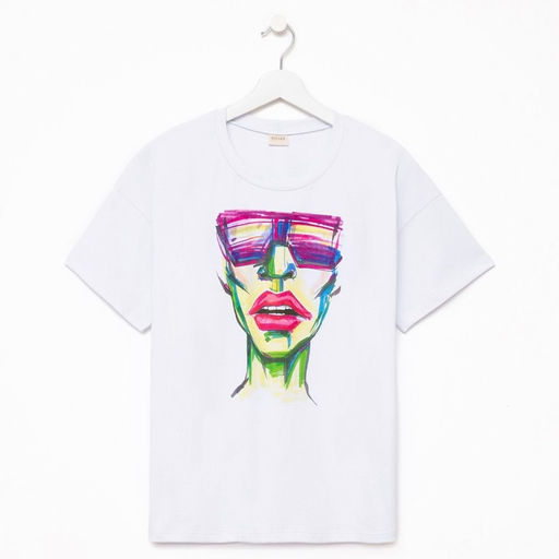 Футболка женская MINAKU Girl, белая, размер 52