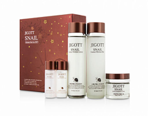 Jigott Snail Essence Moisture Skin Care 3Set - Набор для комплексного ухода за кожей лица на основе экстракта улитки