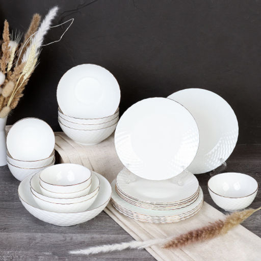 Столовый набор 25 предметов фактурный с Золотом / WV19AT/8575685(WHITE GOLD) /уп 2/ - Галеонтрейд фото 2