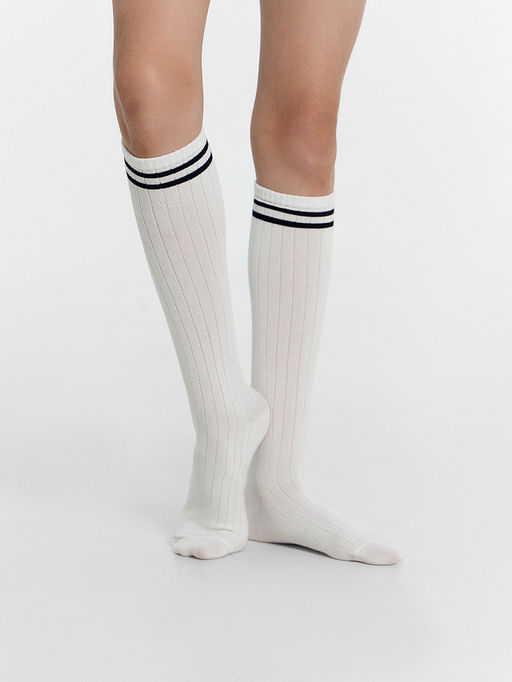 Цена за 5 пар! Гольфы для девочек белые с черными полосками