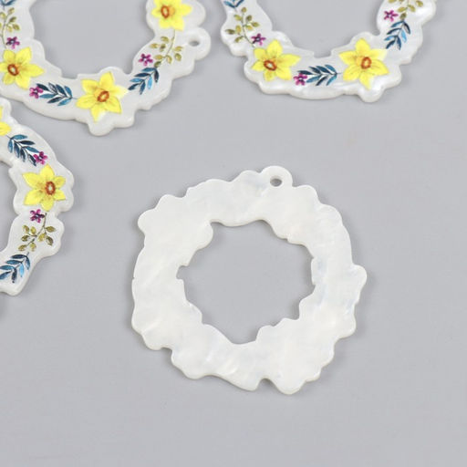 Цена за 4 шт. Декор для творчества акрил Веночек с жёлтыми цветами, 0.2?3.9?3.9 см