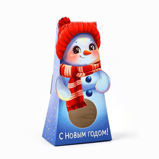 Цена за 5 шт. Коробка новогодняя складная с окном «Снеговик», 6×12.5×3.5 см