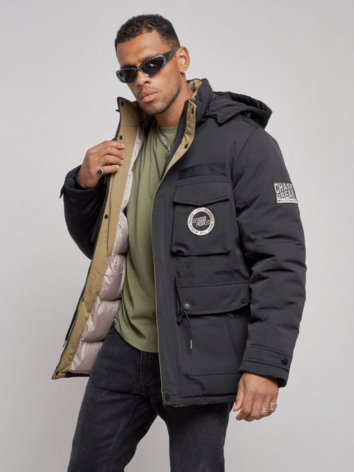 Куртка мужская зимняя с капюшоном молодежная черного цвета 88911Ch - Mtforce фото 8