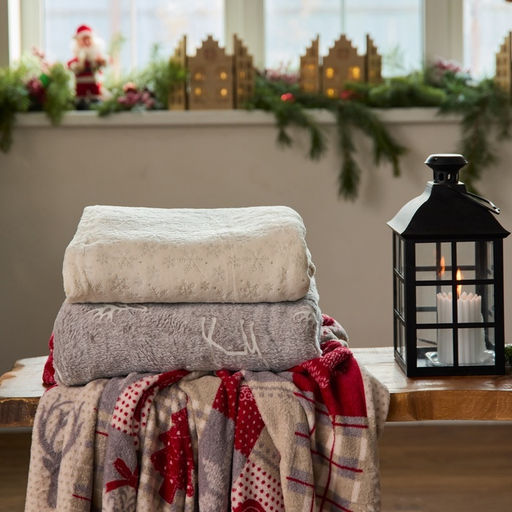 Плед «Этель» «Серебряные снежинки» 180×200 см,100% п/э, корал-флис 220 г/м²