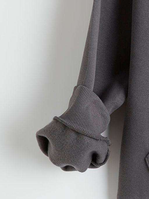 Kap??onlu K?z ?ocuk Fermuarl? Sweatshirt