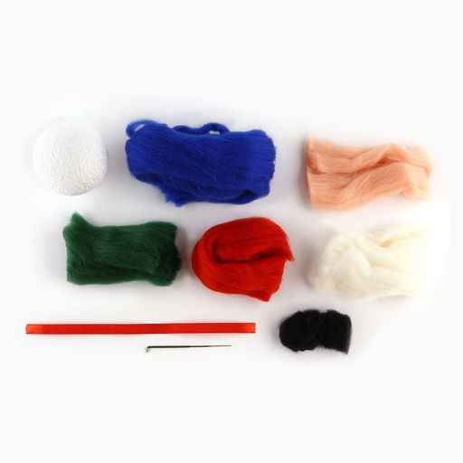 Ёлочный шар из шерсти на новый год Дед Мороз, d=7 см, новогодний набор для творчества