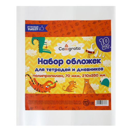 Набор обложек ПП 10 штук, 210 х 350 мм, 70 мкм, для тетрадей и дневников (в мягкой обложке) - Calligrata фото 2