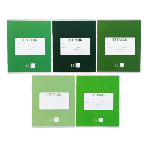 Комплект тетрадей из 10 штук, тетрадь 12 листов в клетку, однотонная Новая Школьная, обложка мелованная бумага, ВД-лак, блок офсет