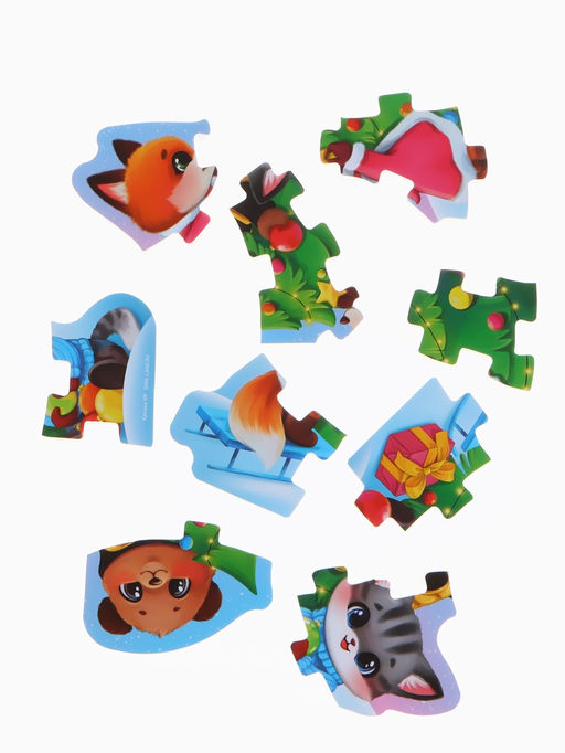 Макси-пазлы, новогодний набор игрушек, 10 деталей, с резиновой уточкой для купания