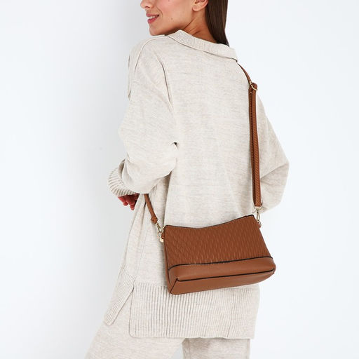 Сумка женская кросс-боди на молнии, 24.5×6.5×14 см, коричневая