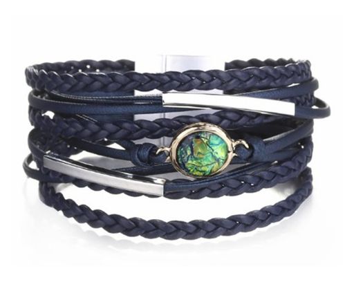 Браслет, кожа, сталь, стекло, ALBW53с