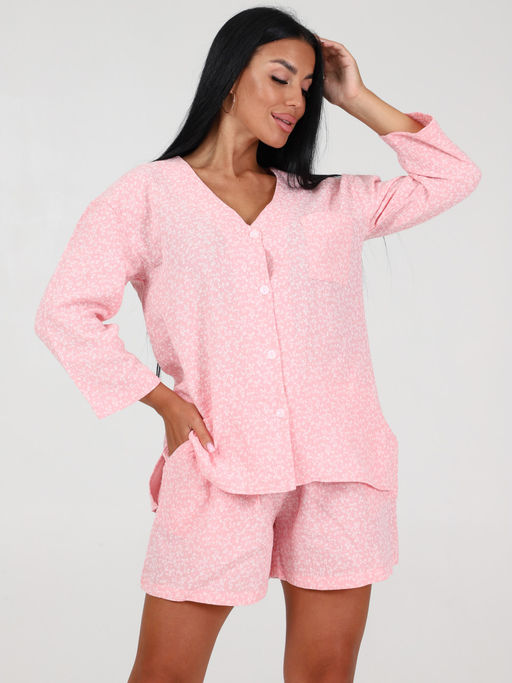 579 ПИЖАМА ЖЕНСКАЯ (шорты) (Розовый) - А-дина фото 2