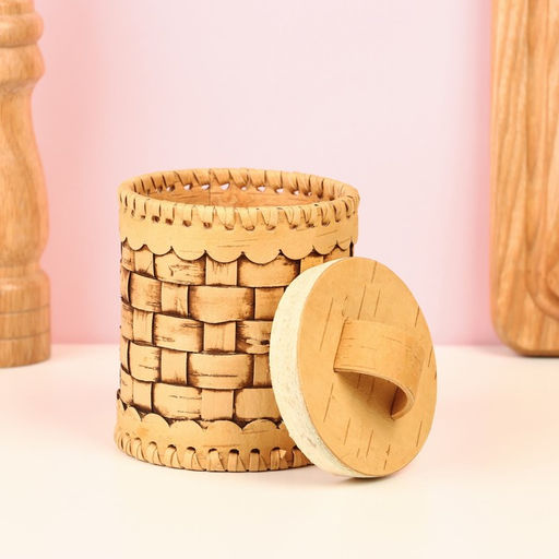 Туес «Велюр», плетеный, банка для хранения, 8×8×12 см, береста